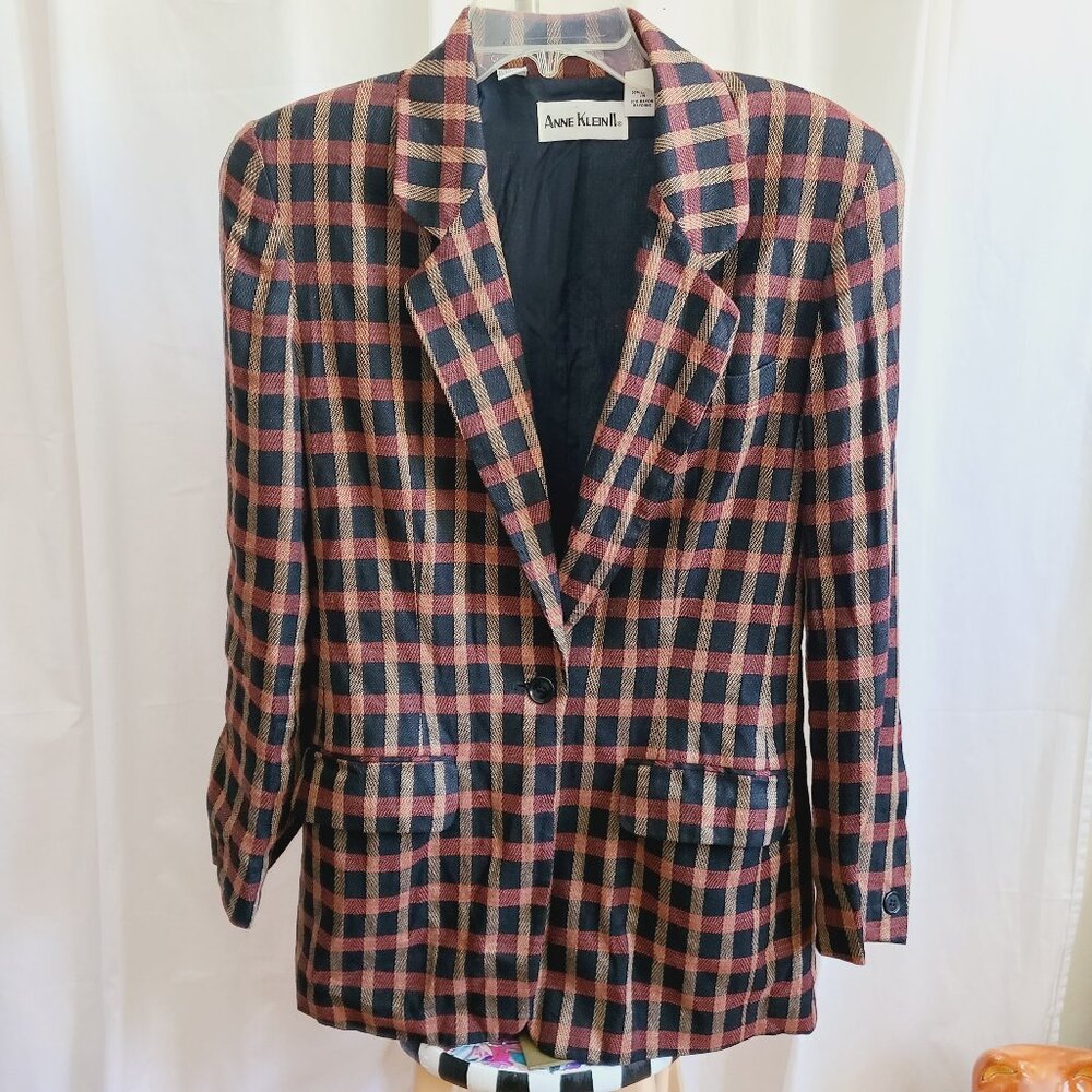 Vintage Anne Klein II Checkered Blazer
